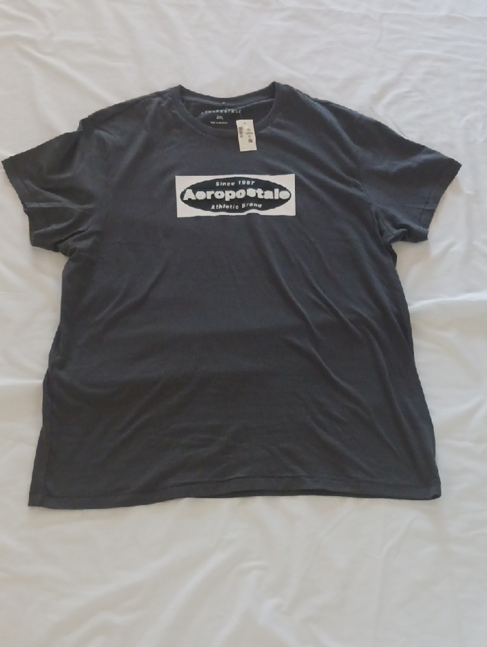 Aeropostale Black Short Sleeve Tee with White Logo Box